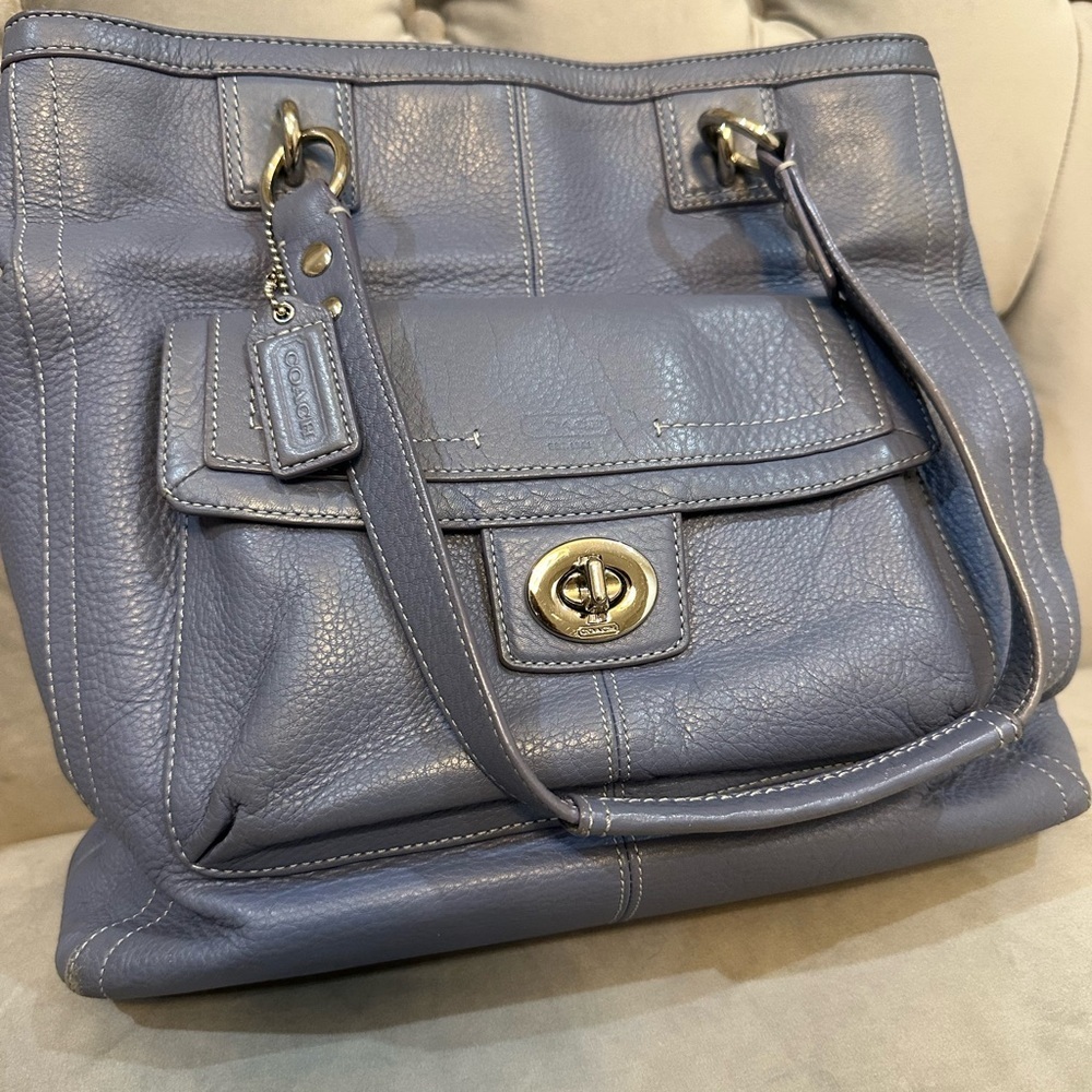 Coach leather bag with silver hardware